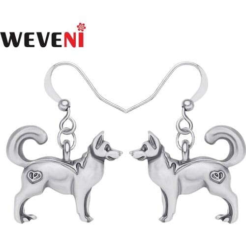 WEVENI Metal Antique Gold Plated Sweet Dog Earrings Big Long Animals Drop Dangle Pets Jewelry For Women Girls Unique Party Gifts