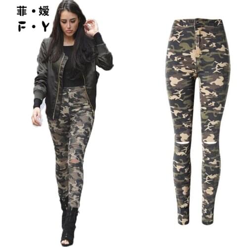 Women Jeans Hot Style Sexy Girl Camouflage Jeans Regular Full Llength Sexy Girl Hole Jeans Boyfriend Jeans For Women