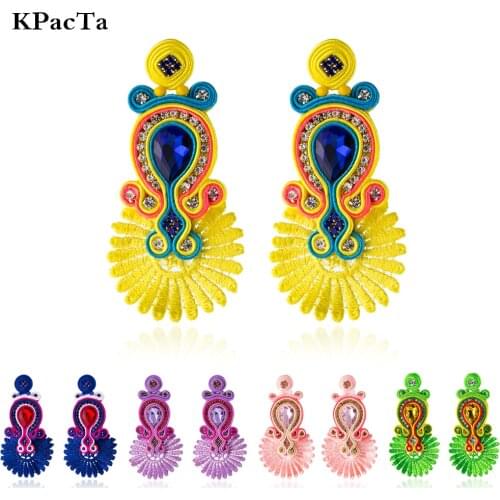 KPacTa New Soutache Handmade Fashion Earrings Ethnic Jewelry Women Crystal Decoration Drop Earring Party Gifts boucle d'oreille