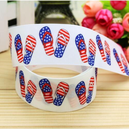 1.5'' Free shipping 4th of july slipper printed grosgrain ribbon hair bow headwear party decoration wholesale OEM 38mm H4974
