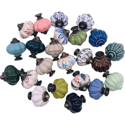1pc Mixed Color Ceramic Drawer Knobs Dia 34mm Door Cupboard Drawer Pull Kitchen Cabinet Door Wardrobe Handles Hardware 25 models