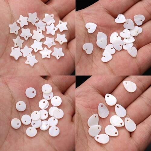 10pc Natural White Mother-of-pearl Shell Beads Heart Star Shape Shell Chip Bead for Necklace Earrings Jewelry Making Gifts