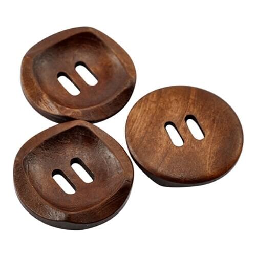 25 Pcs Coffee Round 2 Holes Wood Sewing Buttons 30mm Craft Clothes DIY Scrapbook C1FA