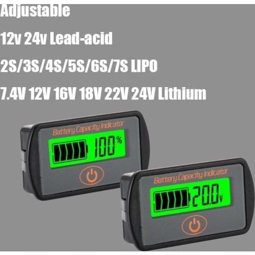 2IN1 Battery Monitor 1S 2S 3S 4S 5S 6S 7S lead acid Lithium battery indicator Digital LCD Capacity VOLT Tester dc 12v 24v car