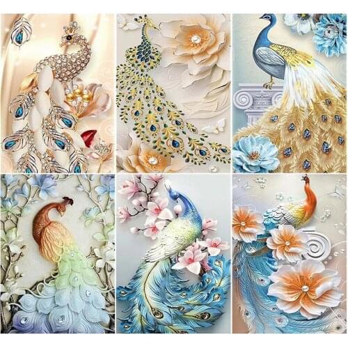 Diy 5d Full Diamond Painting Animal Embroidery Square Round Drill Flowers Peacock Mosaic Furniture Decoration Hobby Gift