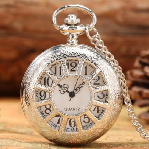 Antique Quartz Pocket Watch Silver Hollow Case Pocket Watch Pendant Fashion Metro Pocket Watch Lot Best Gift For Men Women