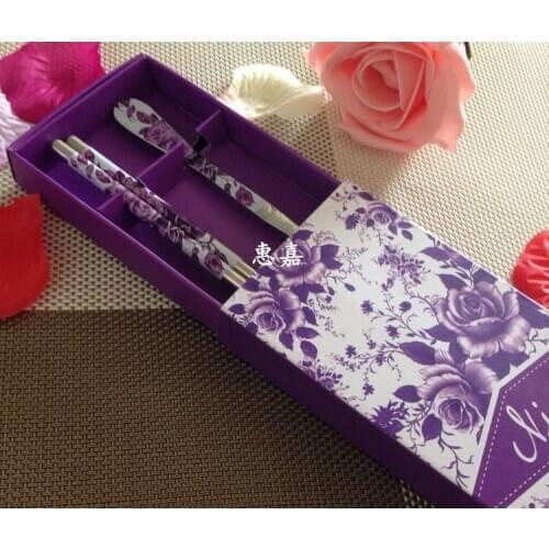 Free shipping 200sets Wedding Favors Blue Colors Stainless-Steel Spoon and Chopsticks wedding gifts