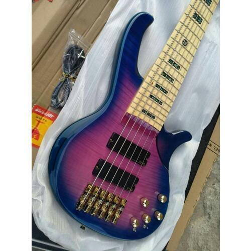Free shipping deoliver bas gold hardware low price bass wholesale 6 string active purple bass guitar