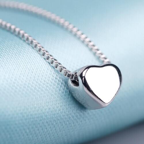 Fashionable Little love heart pendant necklaces for women concise white gold color choker chain jewelry bijoux accessories gifts