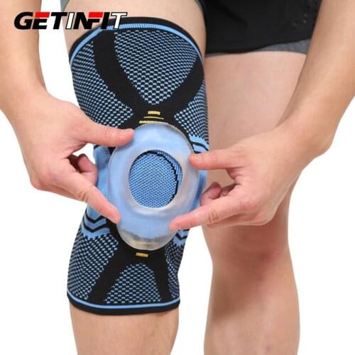 Getinfit 1 Pair Knee Brace Basketball Running Spring Support Silicon Knee Pads Support Meniscus Patella Sports Safety Protector