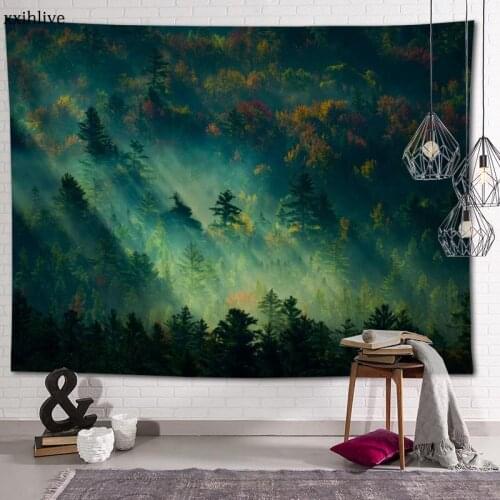 Custom Tapestry Natural Forest Printed Large Wall Tapestries Hippie Wall Hanging Bohemian Wall Art Decoration Room Decor