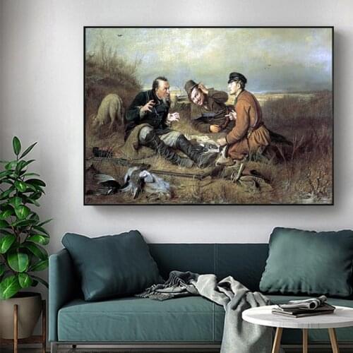 Realism Style Famous Painting Poster Hunters At Rest By Vasilij Perov Russian Art Canvas Painting for Home Decoration