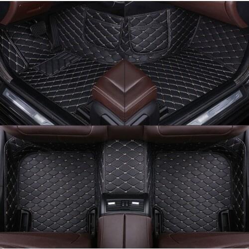 Leather Custom car floor mat for Hyundai SONATA i30 i40 SOLARIS CRETA ix35 TUCSON GETZ Santa Fe Accent carpet Phone pocket