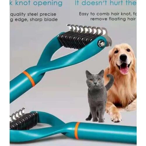Matted Pet Hair Removal Comb Pet Cat Dog Double Sided Open Knot Comb Long Curly Hair Fur Grooming Trimming Tools S/L