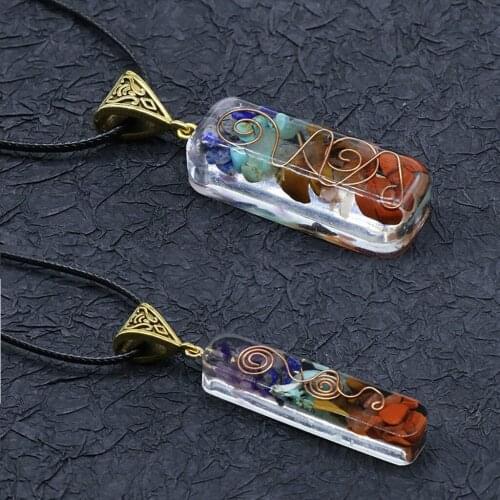 Merkaba 7 Chakras Crystal Stones Orgone Pendant Generator Energy Accumulator Orgonite Hex Chakra Pendant Necklace Unisex