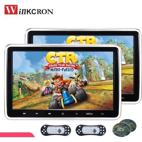 10.1 Inch Car Headrest Monitor DVD Player Digital Touch Screen HD 1024 x 600 With Game Remote Control HDMI IR AV FM USB