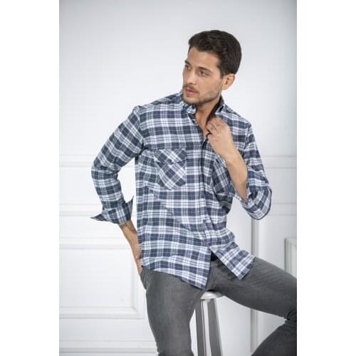 2021 New Season Melange Checked Mens Shirt Classic Cut Light Brown Claret Red Black Blue Khaki Brown