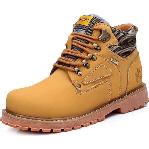 Genuine Leather Men Military Boots Casual Work Shoes Brown Luxury Brand Autumn Winter Handmade Fashion Male Ankle Boots Army Bot