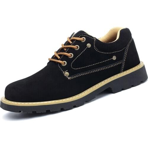 ZEEKSON Low Cut Suede Casual Mens Shoes Trend Youth Safety Shoes Wedding Party Mens Shoes Fashion Lace Unisex Tooling Shoes
