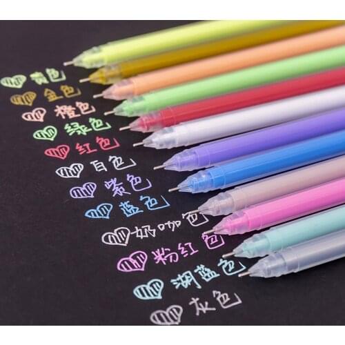 Bloom Pencil set student hand painted bloom white brush art special gold silver white pen core black writing white thin head wat