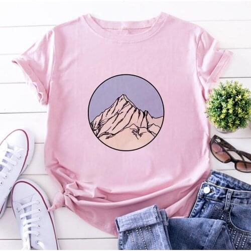 2021 New Women T-shirts Beautiful mountain Printed Harajuku Tops Casual Tee Summer Short Sleeve Female T shirt for Women Clothes