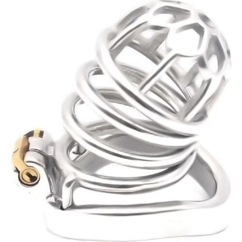 New Male Chastity Device Penis Lock Cage Stainless Steel Plum Blossom Head Penis Cage Chastity Lock Arc Rings Sex Toys for Men