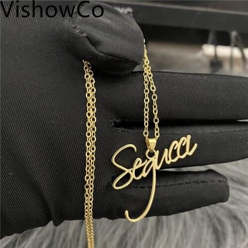 Custom Name Necklace Stainless Steel Personalized Privatecustom Gold Color Nameplate Pendant Choker For Women Special Gift