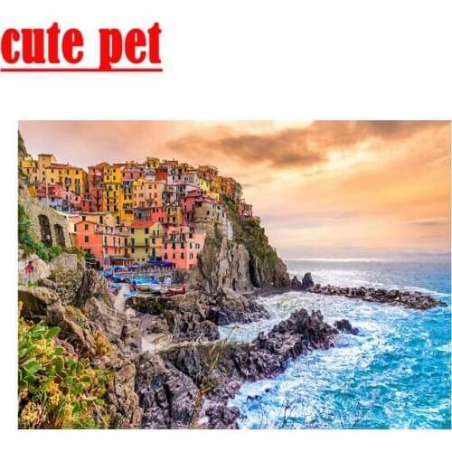 Italia Cinque Terre full diamond cross-stitch diamond painting living room decoration diamond embroidery European architecture