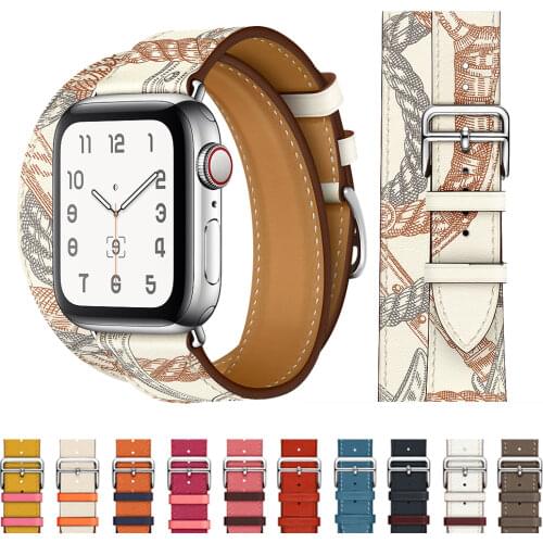Strap for Apple watch band 44mm 40mm Leather loop iwatch band 42mm 38mm Double Tour bracelet watchband apple watch Serie 3 4 5 6