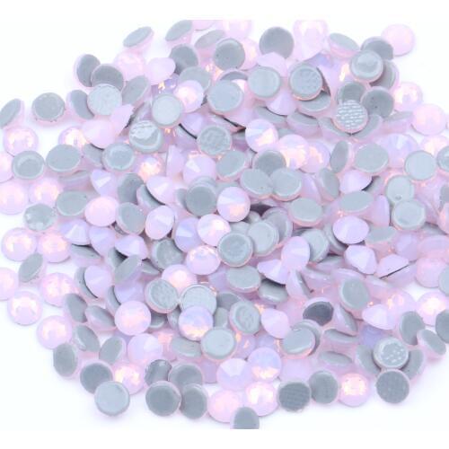 Pink OPAL Color Hotfix Strass Rhinestones Flatback Glue Backing Iron On Glass Stones Appliques For Fabric Garments Supplies