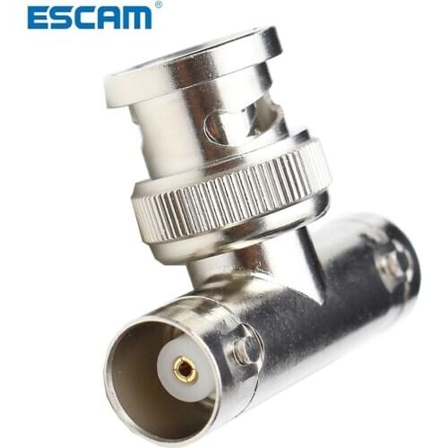 ESCAM BNC male plug to 2 BNC female jack brooches to socket 3 way Splitter Connector 10pcs/lot for CCTV Camera