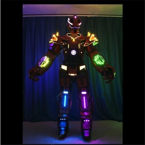 1LED robot dance costumes wearable ballroom robot clothes men stage wears led helmet full color RGB light suit led Programmable