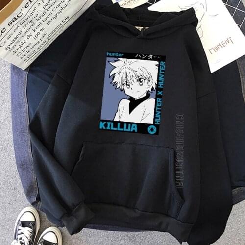 HUNTER X HUNTER KILLUA Hoodies Printed Plus Thick Warm Pullover Women Casual Letter Students Hooded Sweatshirt Japan Anime