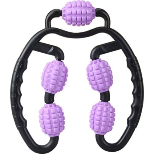 U Shape Trigger Point Massage Roller for Arm Leg Neck Muscle Tissue for Fitness Gym Yoga Pilates Sports 5 Wheel Face Lift Tool
