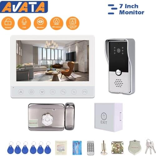 Avata 7 Inch Wired Video Doorphone Intercom 1000TVL Video Doorbell Camera Waterproof Intercom With Electronic Lock For Home