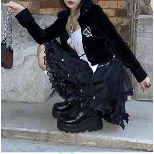 New Summer Gothic Harajuku Punk Hot Girl Black Skirts Fashion Sweet Girl Mini Kawaii A-Line Short Skirts
