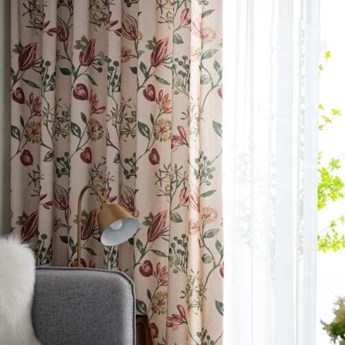 Idyllic Flowers Curtains For Living Room шторы фатин Para Salon Cortinas Rideau Nordic Minimalist Half Blackout Curtain 2021