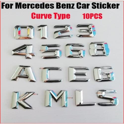 10pcs Car Decoration Car Rear Sticker Emblem Badge Letters For Benz GLC GLK GLE GLA CLA 0/1/2/3/4/5/6/7/5/K/L/M/S/L