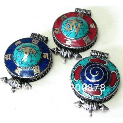 5PCS Mix Tibetan Prayer Boxes Locket Tibetan Amulet Pendants GAU Multi Designs Free Shipping TGB206