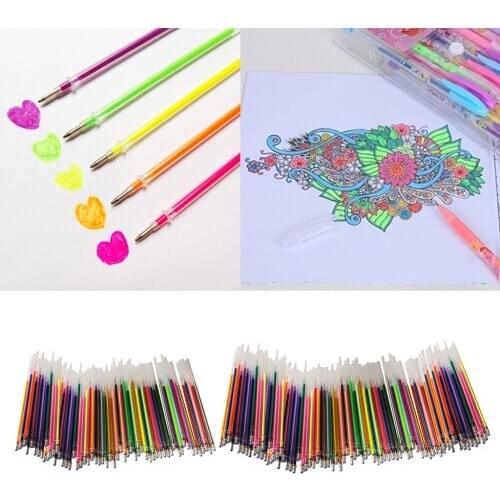 60/100Color Gel Pen Refills Glitter Coloring Drawing Stationery Craft Mark 0.8mm