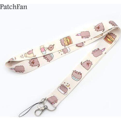 A0251 Patchfan Cartoon animal cat Key lanyard Strap Neck for keys ID Card Phone USB badge holder DIY Hang Rope webbing