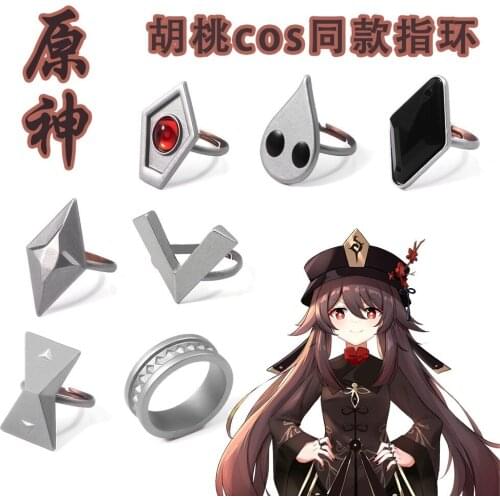 Anime Genshin Impact Hu Tao Rings Finger Ring Fashion Jewelry Adjustable Take Photo Props Cosplay Accessories Fashion Xmas Gift