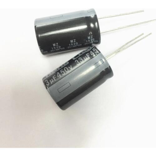Free shipping 100pcs 33UF 450V Electrolytic Capacitor 450V 33UF Aluminum Electrolytic Capacitor 16X25mm