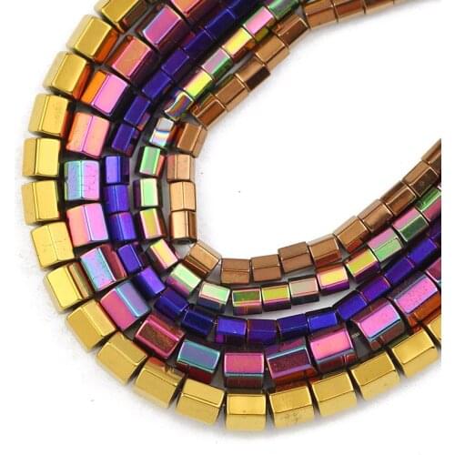 Blue,Gold,Green,Purple Natural Hematite Stone 3/4MM Hexagon Cylinder Spacer Loose Beads For Jewelry Making Diy Bracelet Necklace