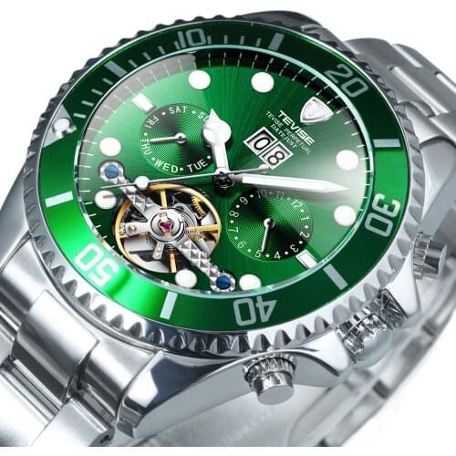 TEVISE Army Watch Men Mechanical Wristwatches Automatic Mens Watches Top Brand Luxury Moon Phase Steel Strap reloj hombre 2021