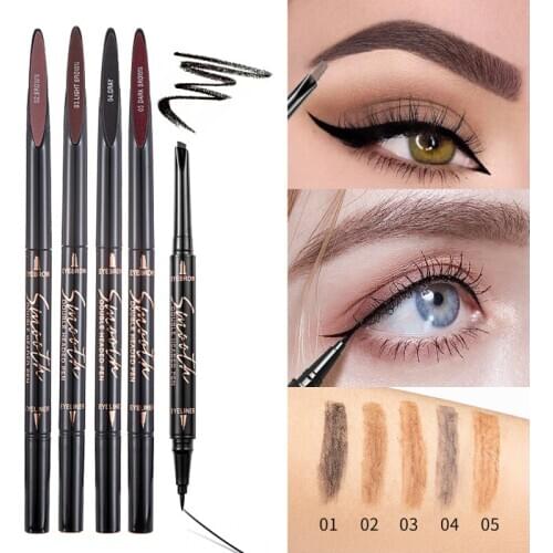 2 In 1 Eyebrow Pencil Long Lasting Waterproof Sweatproof Brown Eyebrow Tattoo Dyeing Tint Pen Liner Women Makeup Tool