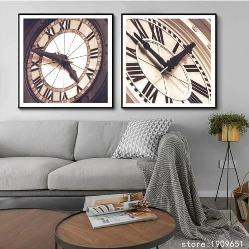Cotton no frame pastoral still life clock scenery canvas printings oil painting printed on cotton wall art decoration pictures
