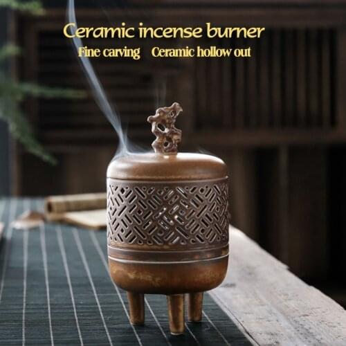 Retro Ceramic Incense Burner Chinese Ancient Zen Buddha Burner Sandalwood Burner Air Freshener Arabic Censers Home Decoration