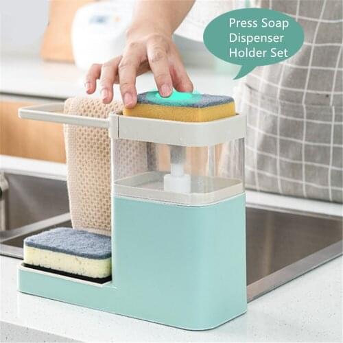 Kitchen Brush Cleaning Box Dishwashing Brush Holder Dish Towel Rack Automatic Liquid Dispenser Sponge Pump Foam Soap Dispenser