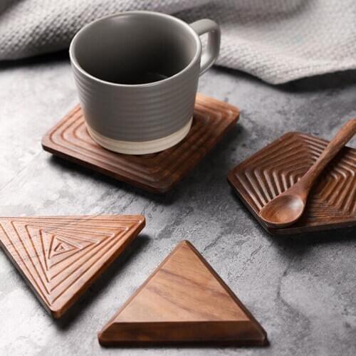 Coffee Cup Mat Black Walnut Solid Wood Water Cup Heat Protection Art Accessories Tea Coaster Insulation Pad Mats